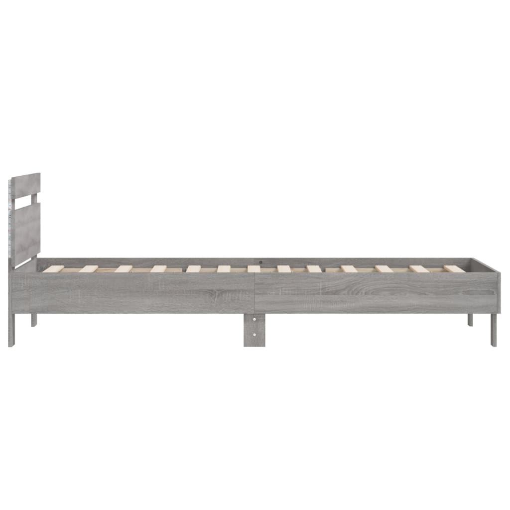 Giroletto con Testiera e LED Grigio Sonoma 100x200 cm | homemem39