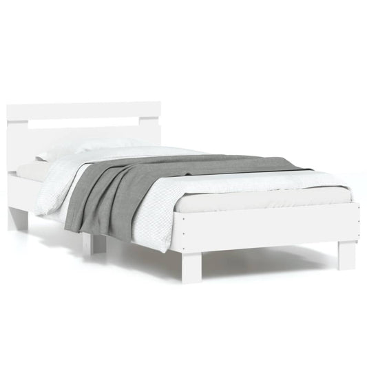 Giroletto con Testiera e LED Bianco 90x190 cm | homemem39