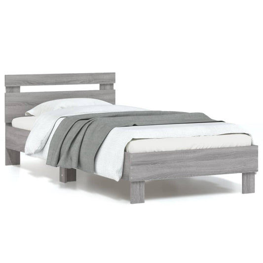 Giroletto con Testiera e LED Grigio Sonoma 90x190 cm | homemem39