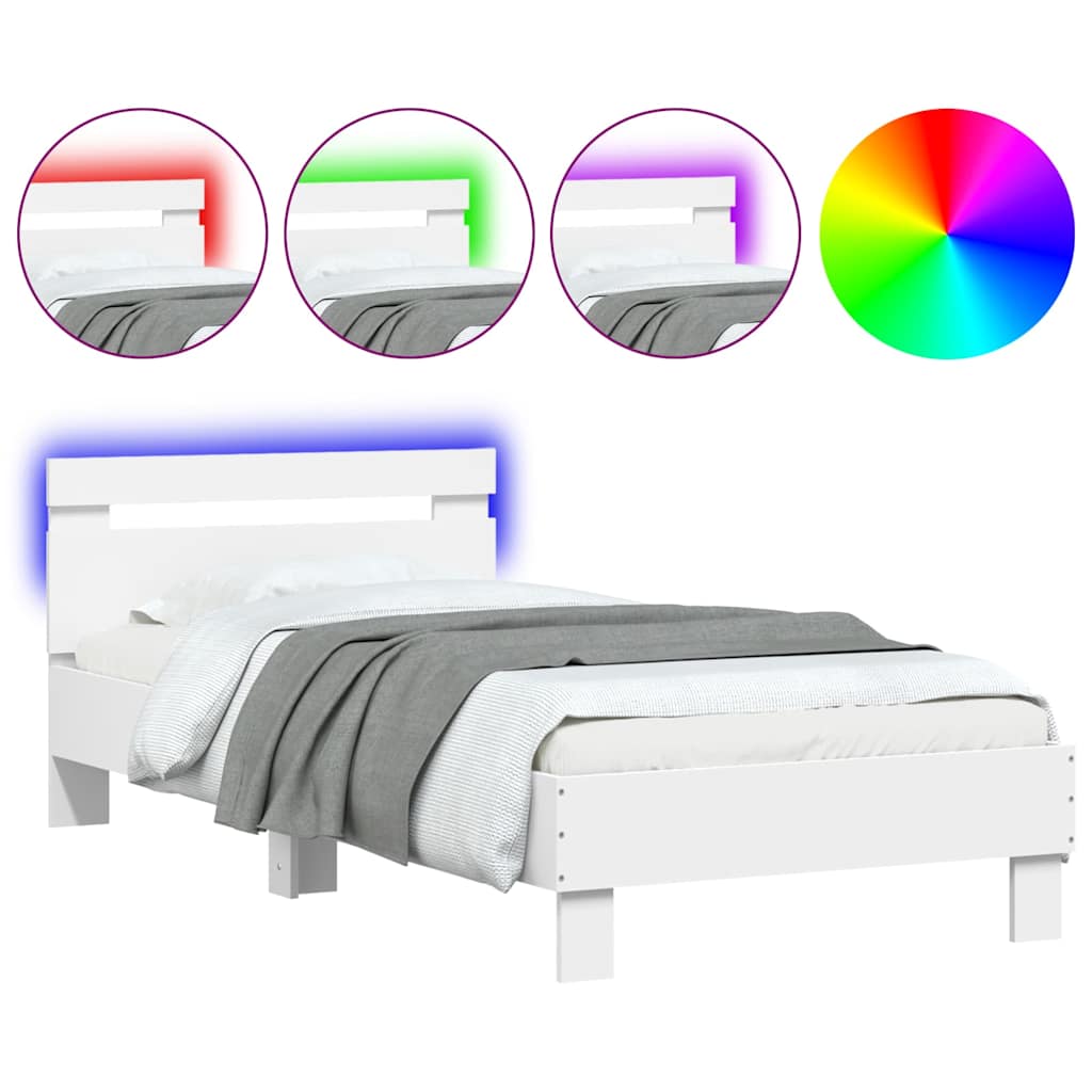 Giroletto con Testiera e LED Bianco 75x190 cm | homemem39
