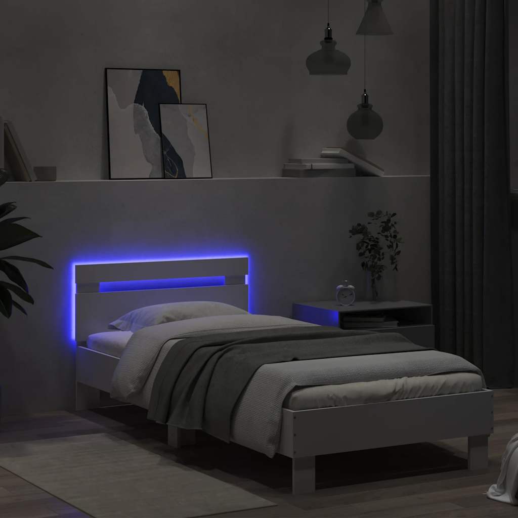 Giroletto con Testiera e LED Bianco 75x190 cm | homemem39