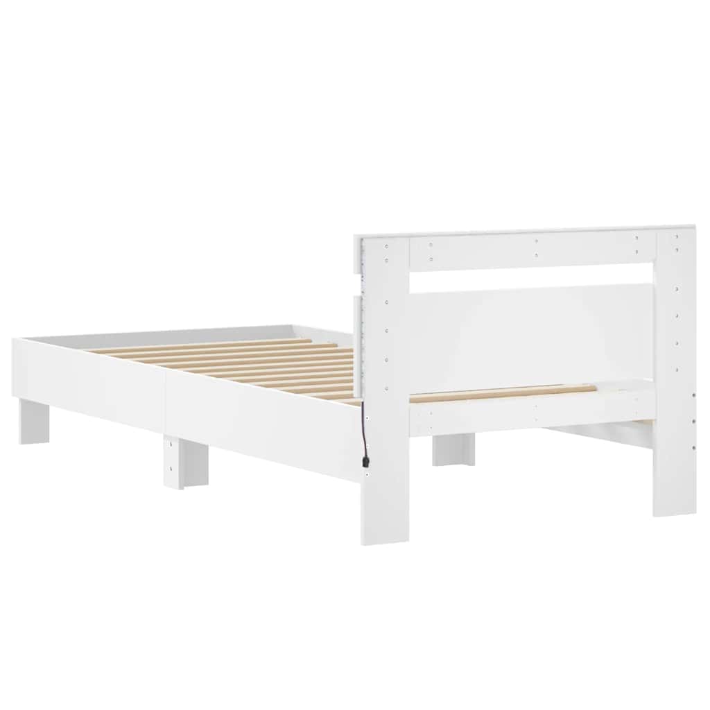 Giroletto con Testiera e LED Bianco 75x190 cm