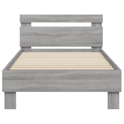 Giroletto con Testiera e LED Grigio Sonoma 75x190 cm | homemem39