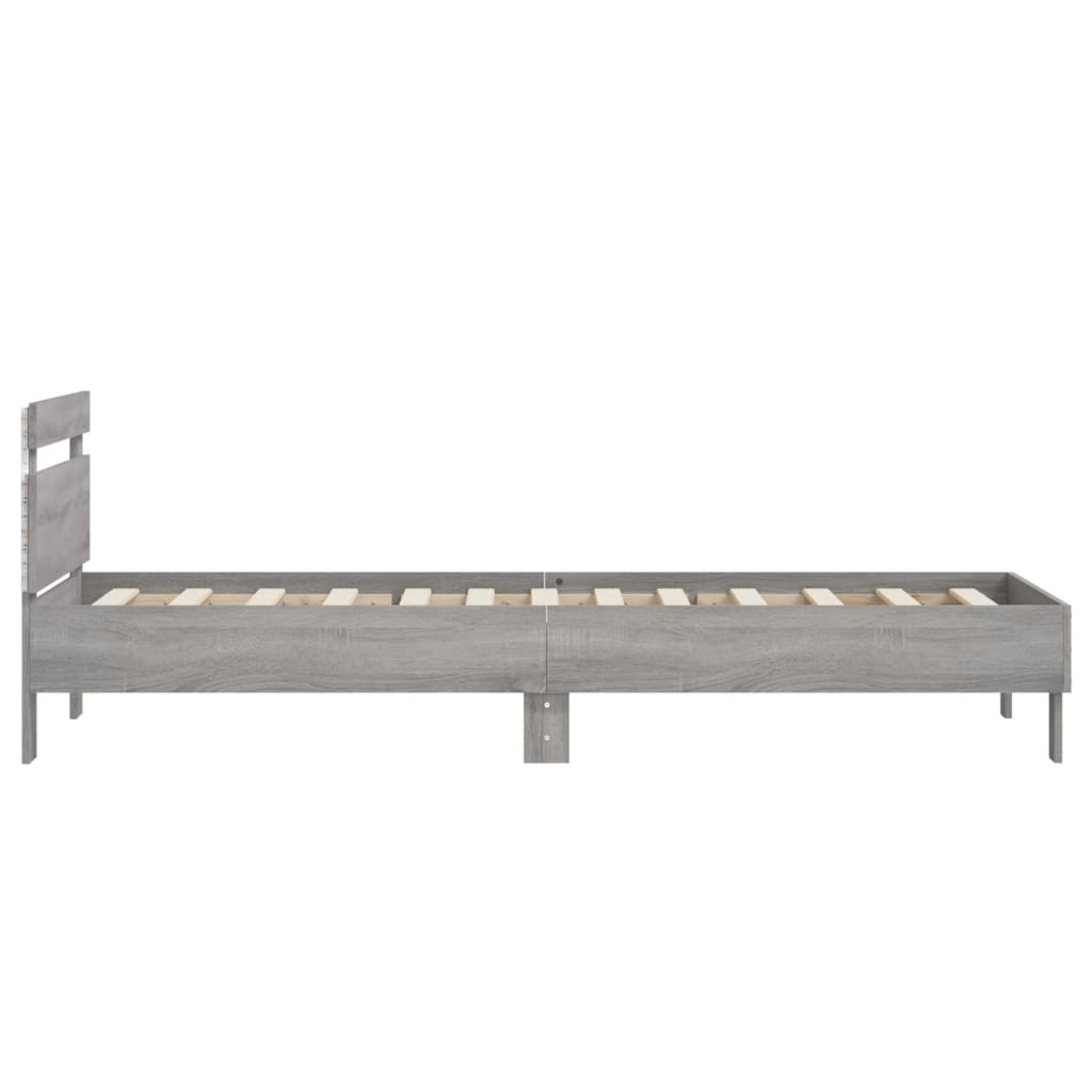 Giroletto con Testiera e LED Grigio Sonoma 75x190 cm | homemem39