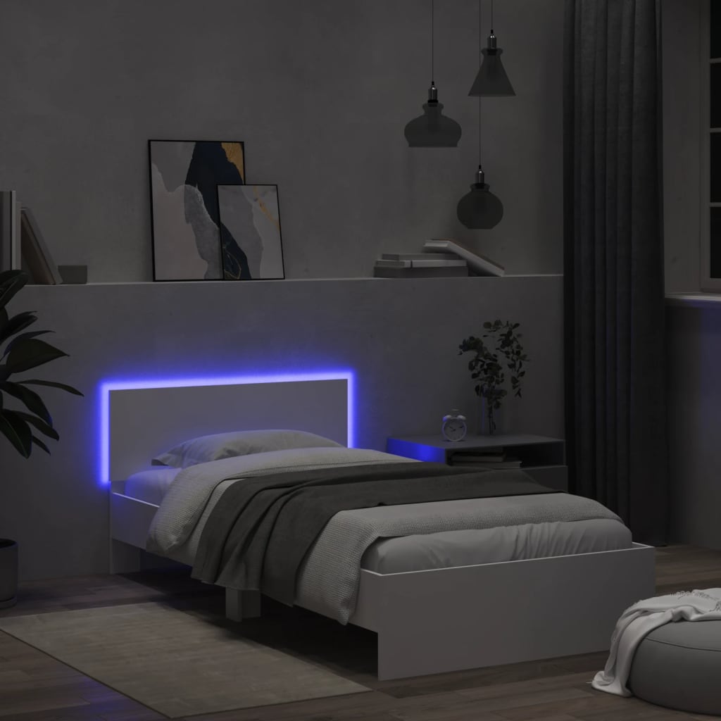 Giroletto con Testiera e LED Bianco 100x200 cm | homemem39