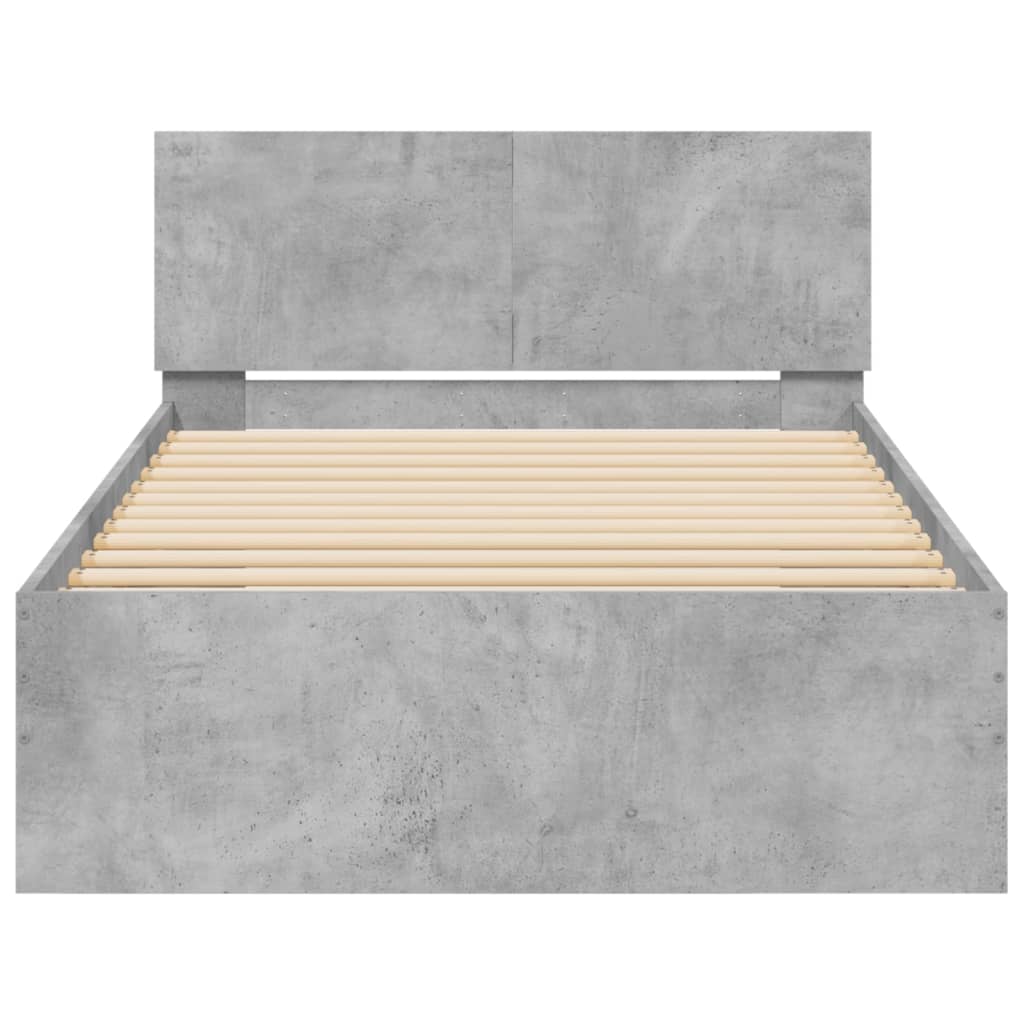 Giroletto con Testiera e LED Grigio Cemento 100x200 cm