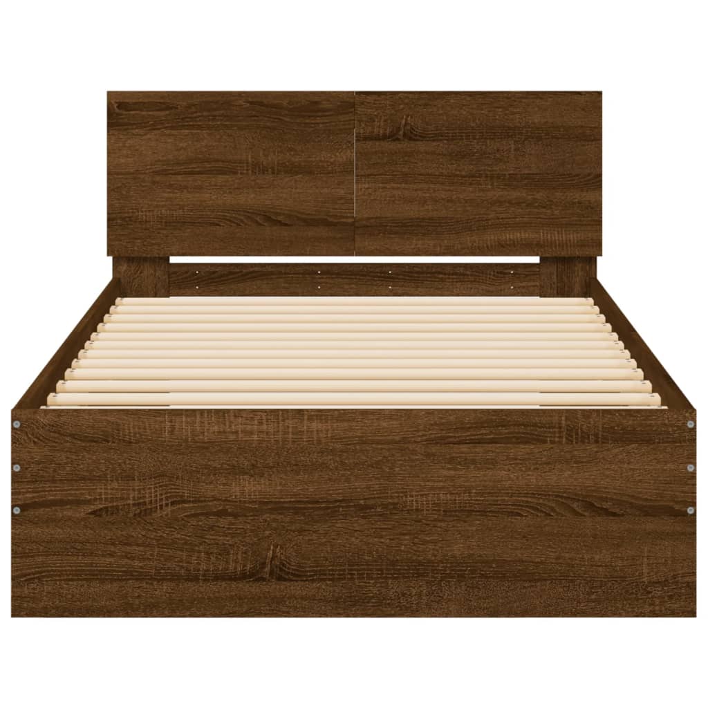 Giroletto con Testiera e LED Rovere Marrone 100x200 cm | homemem39