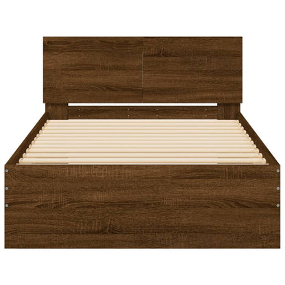 Giroletto con Testiera e LED Rovere Marrone 100x200 cm | homemem39