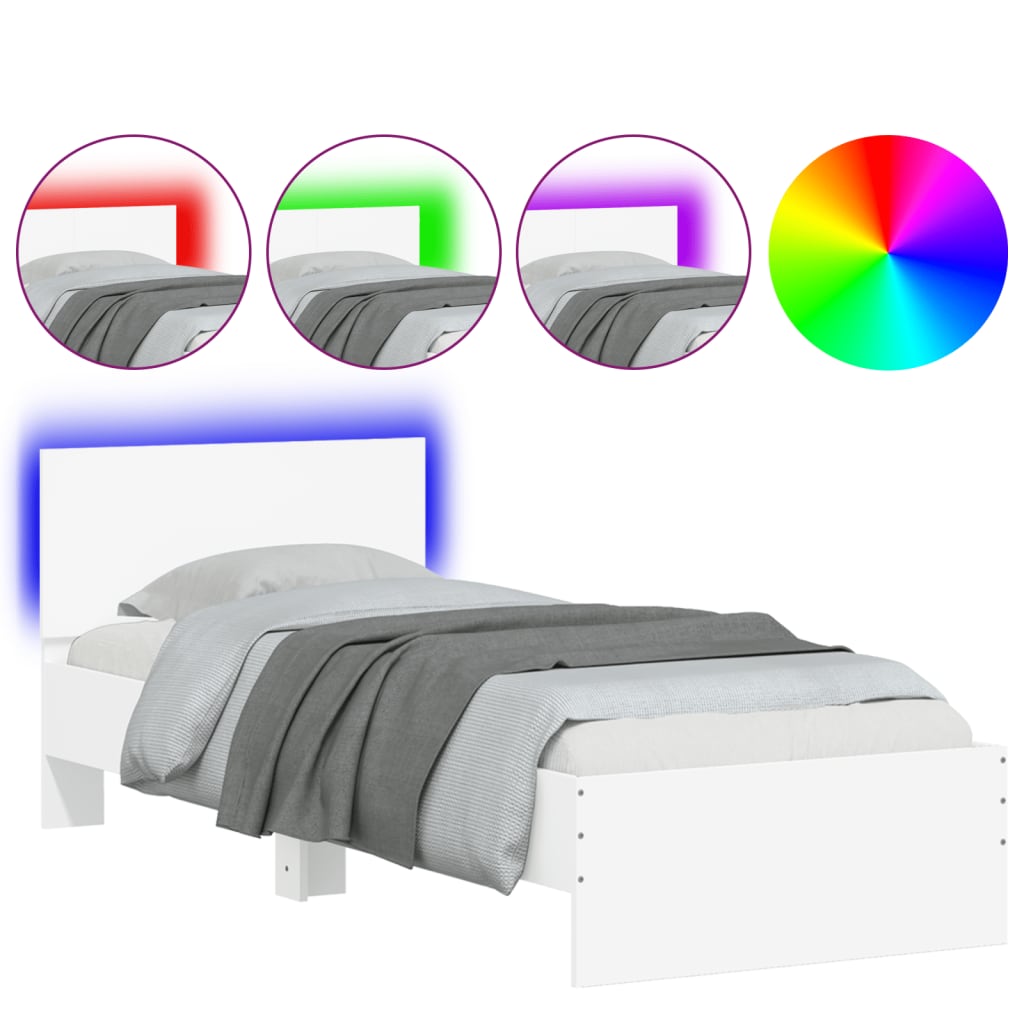 Giroletto con Testiera e LED Bianco 90x200 cm | homemem39