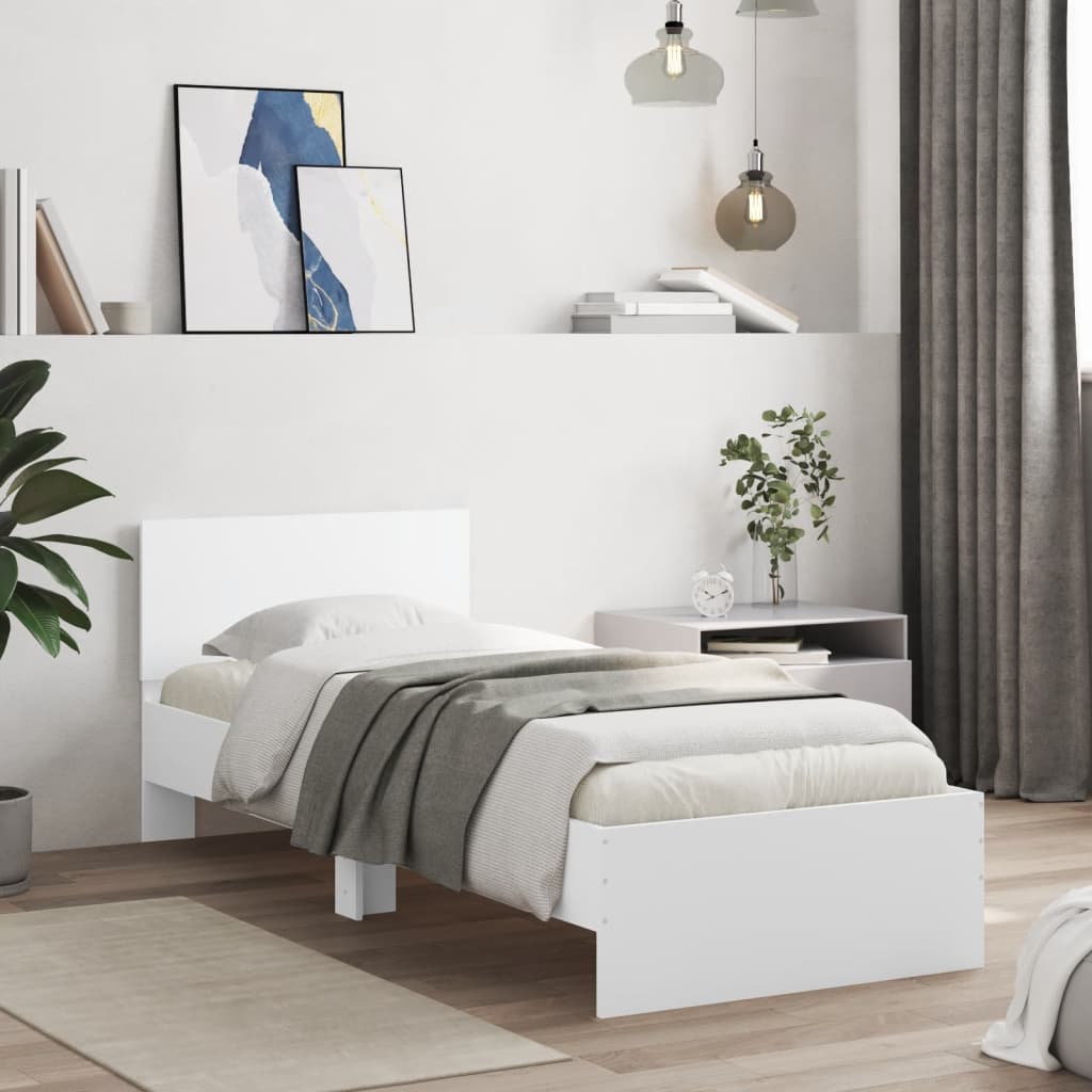 Giroletto con Testiera e LED Bianco 90x200 cm | homemem39