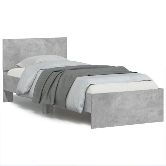 Giroletto con Testiera e LED Grigio Cemento 90x200 cm | homemem39