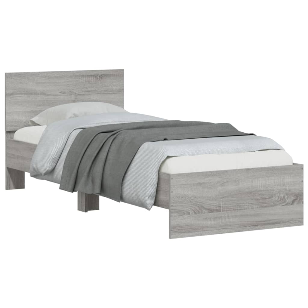 Giroletto con Testiera e LED Grigio Sonoma 90x200 cm | homemem39