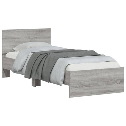 Giroletto con Testiera e LED Grigio Sonoma 90x200 cm | homemem39