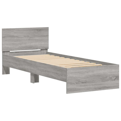 Giroletto con Testiera e LED Grigio Sonoma 90x200 cm | homemem39