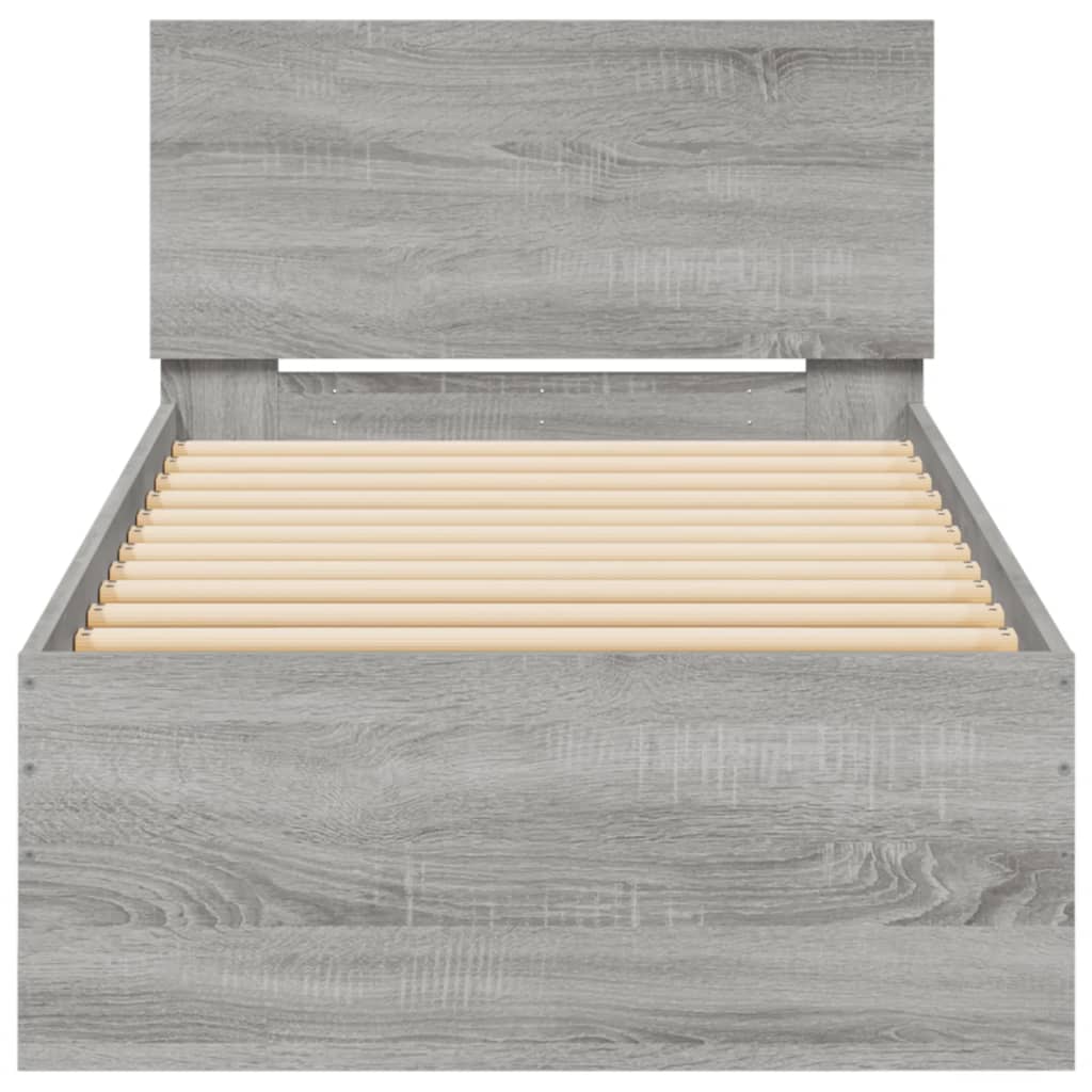 Giroletto con Testiera e LED Grigio Sonoma 90x200 cm