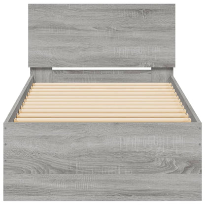Giroletto con Testiera e LED Grigio Sonoma 90x200 cm