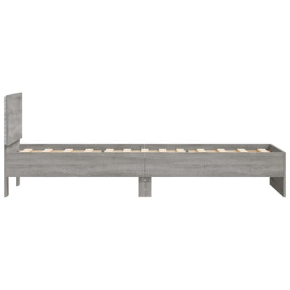 Giroletto con Testiera e LED Grigio Sonoma 90x200 cm | homemem39