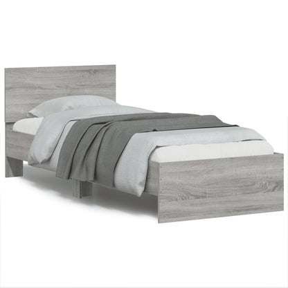 Giroletto con Testiera e LED Grigio Sonoma 90x200 cm | homemem39