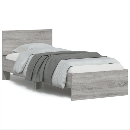 Giroletto con Testiera e LED Grigio Sonoma 90x200 cm | homemem39