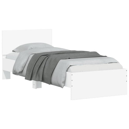 Giroletto con Testiera e LED Bianco 90x190 cm | homemem39