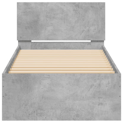 Giroletto con Testiera e LED Grigio Cemento 90x190 cm | homemem39