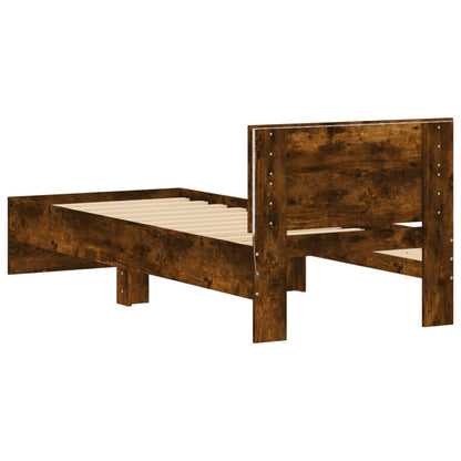 Giroletto con Testiera e LED Rovere Fumo 90x190 cm - homemem39