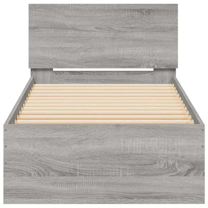 Giroletto con Testiera e LED Grigio Sonoma 90x190 cm