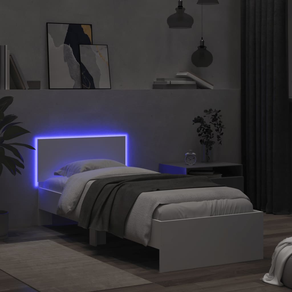 Giroletto con Testiera e LED Bianco 75x190 cm | homemem39