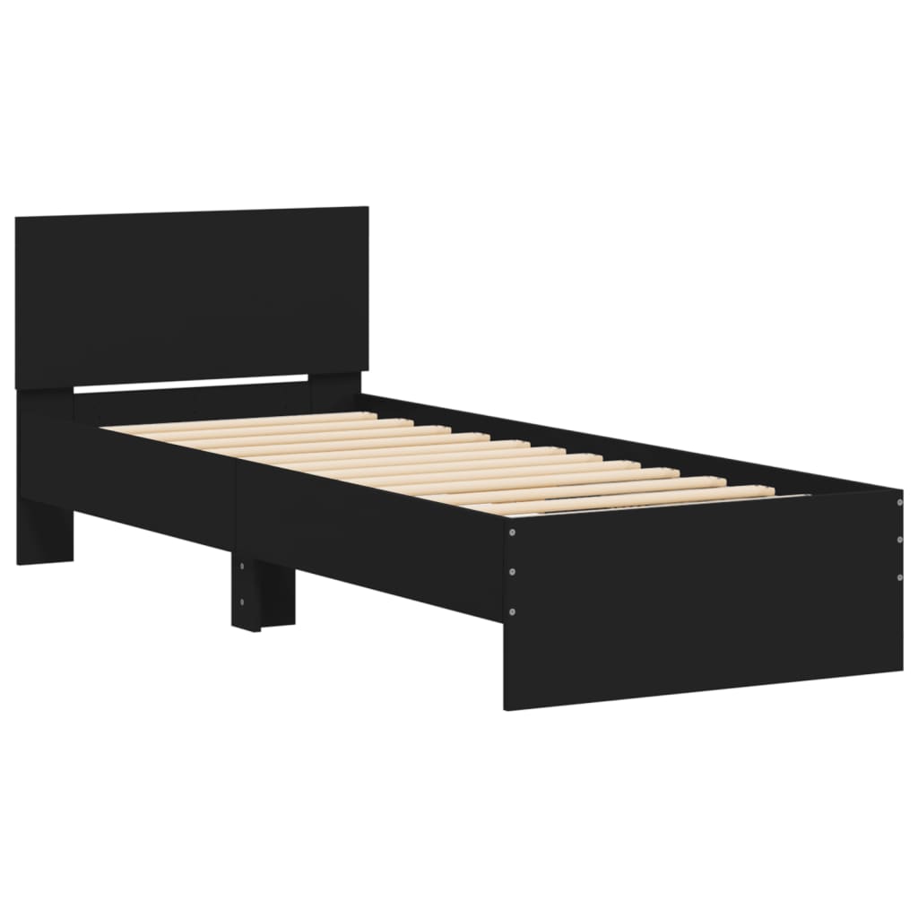 Giroletto con Testiera e LED Nero 75x190 cm | homemem39
