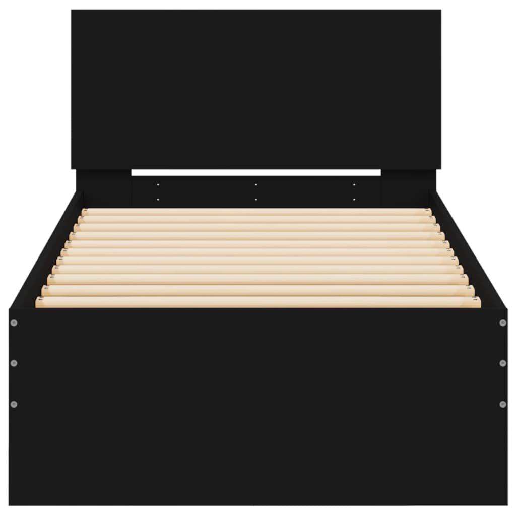 Giroletto con Testiera e LED Nero 75x190 cm | homemem39