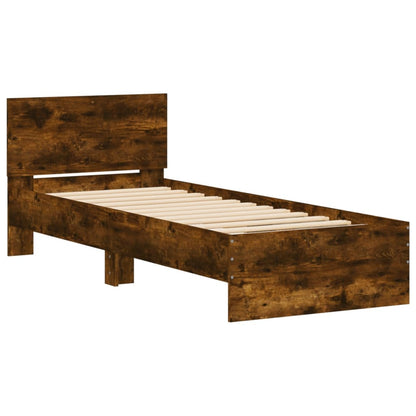 Giroletto con Testiera e LED Rovere Fumo 75x190 cm | homemem39