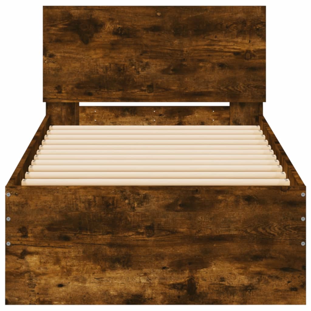 Giroletto con Testiera e LED Rovere Fumo 75x190 cm | homemem39