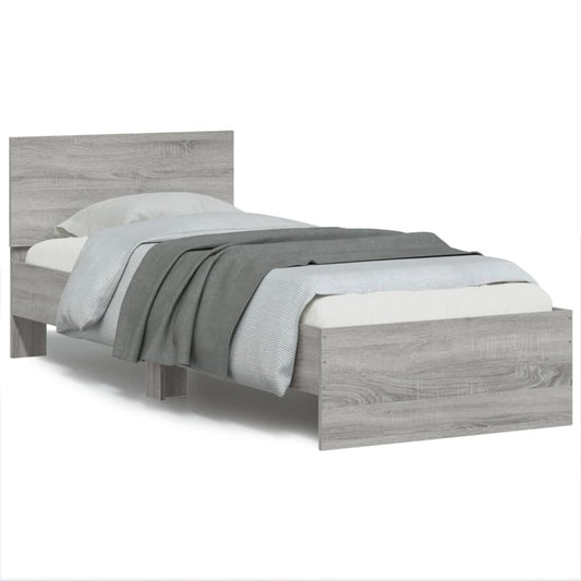 Giroletto con Testiera e LED Grigio Sonoma 75x190 cm | homemem39