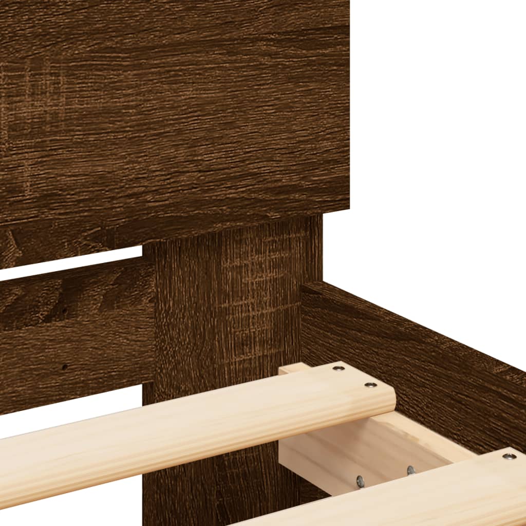Giroletto con Testiera e LED Rovere Marrone 75x190 cm | homemem39
