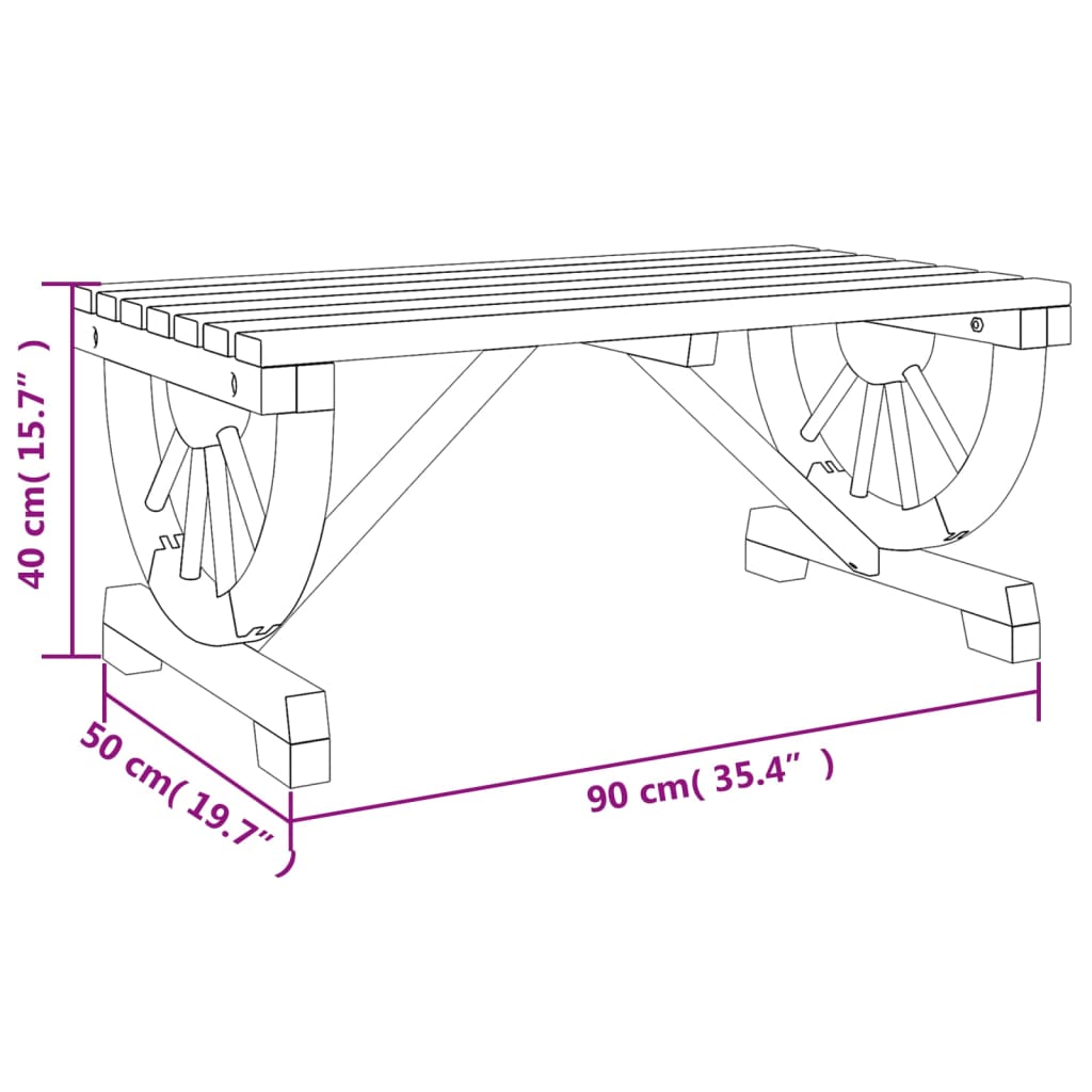 Tavolino da Giardino 90x50x40 cm in Legno Massello di Abete