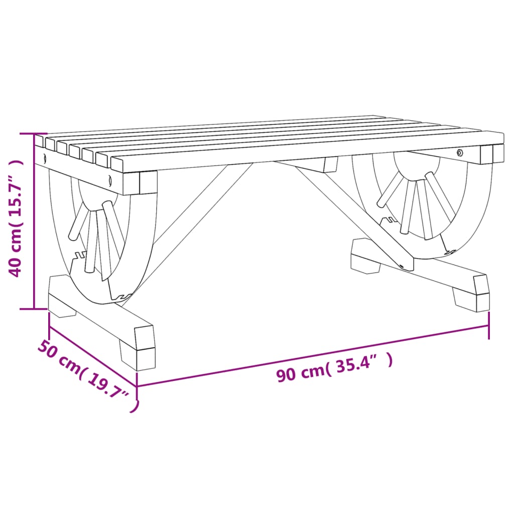 Tavolino da Giardino 90x50x40 cm in Legno Massello di Abete