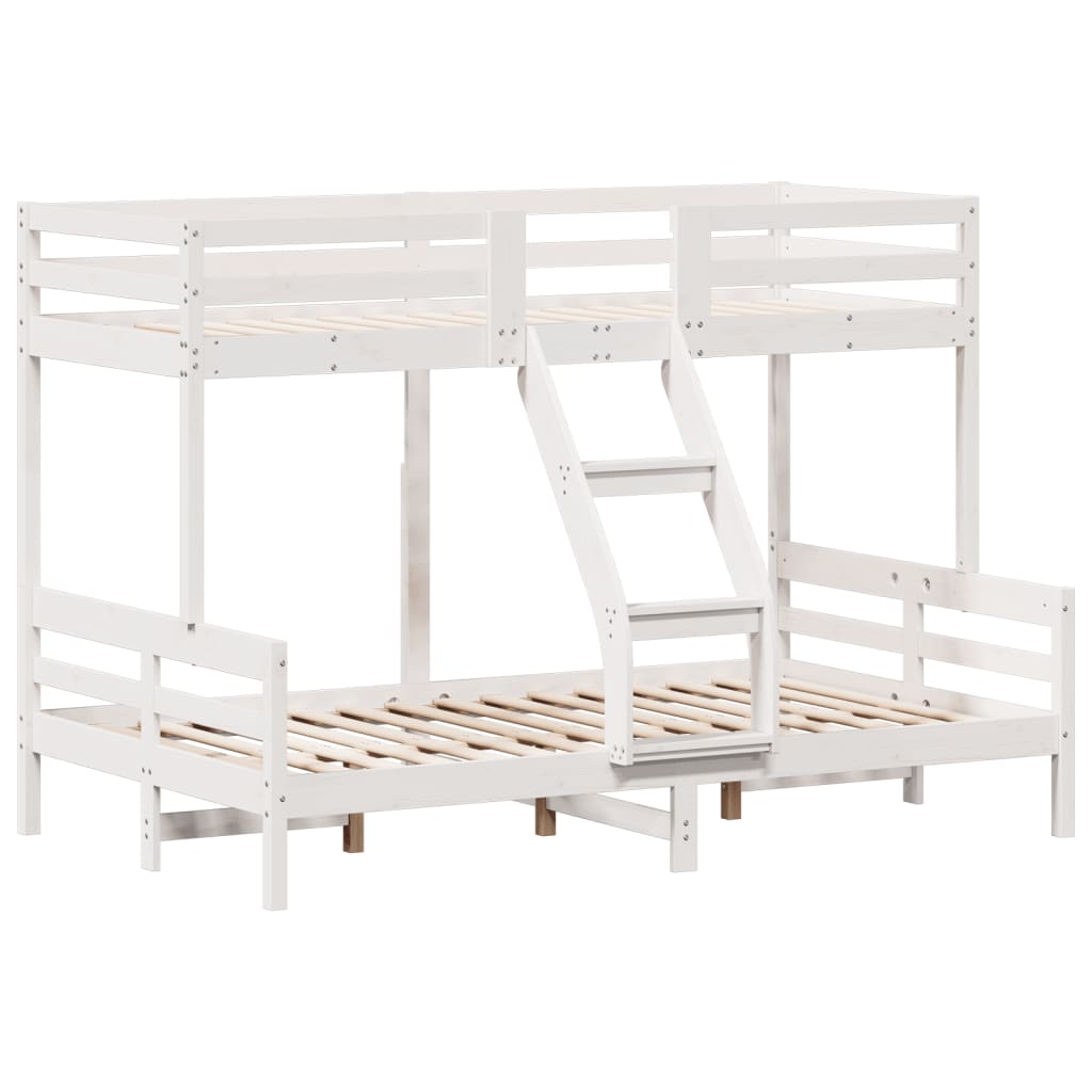 Letto a Castello 80x200/120x200cm Bianco Legno Massello di Pino - homemem39