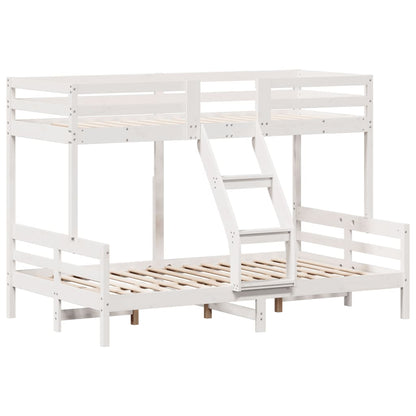 Letto a Castello 80x200/120x200cm Bianco Legno Massello di Pino - homemem39
