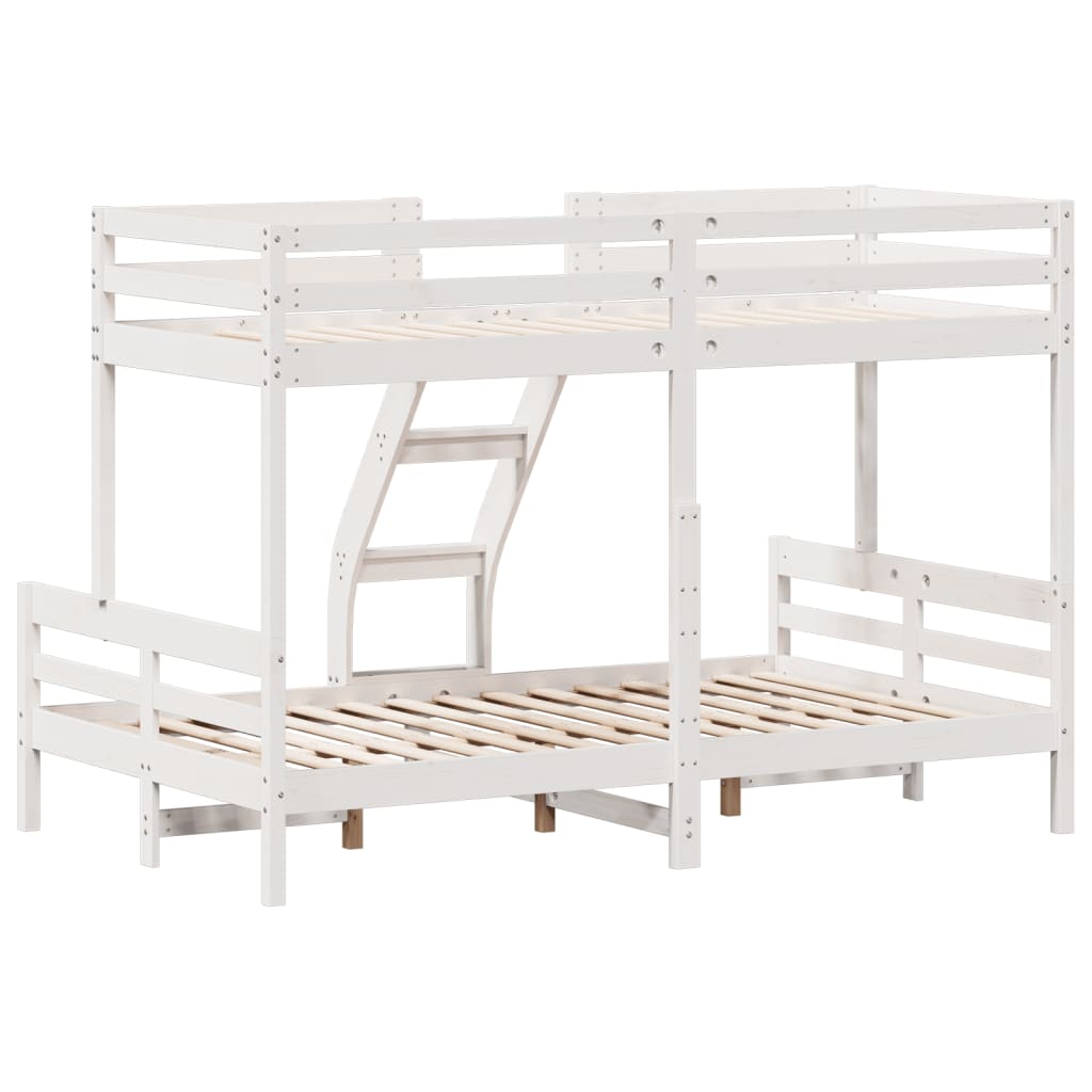 Letto a Castello 80x200/120x200cm Bianco Legno Massello di Pino - homemem39