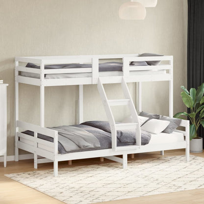 Letto a Castello 80x200/120x200cm Bianco Legno Massello di Pino - homemem39