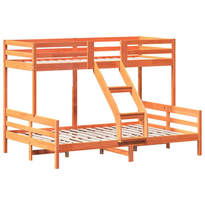 Bunk bed 80x200/140x200 cm Brown Wax Solid Pine