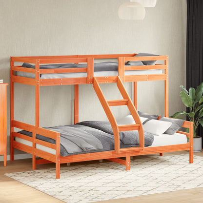 Bunk bed 80x200/140x200 cm Brown Wax Solid Pine