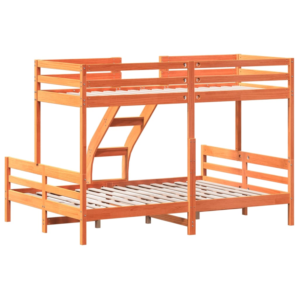 Bunk bed 80x200/140x200 cm Brown Wax Solid Pine