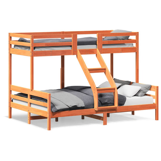 Bunk bed 80x200/140x200 cm Brown Wax Solid Pine