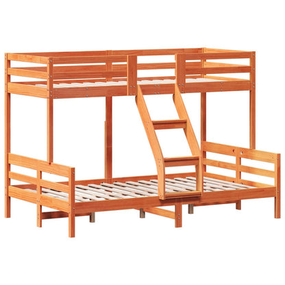 Bunk bed 90x200/120x200 cm Brown Wax Solid Pine