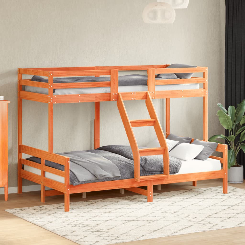 Bunk bed 90x200/120x200 cm Brown Wax Solid Pine