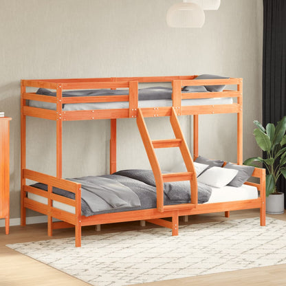 Bunk bed 90x200/120x200 cm Brown Wax Solid Pine