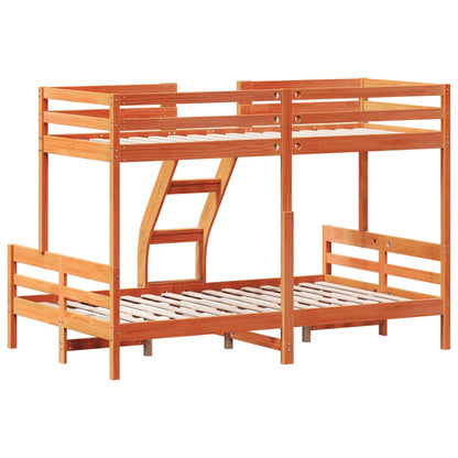 Bunk bed 90x200/120x200 cm Brown Wax Solid Pine