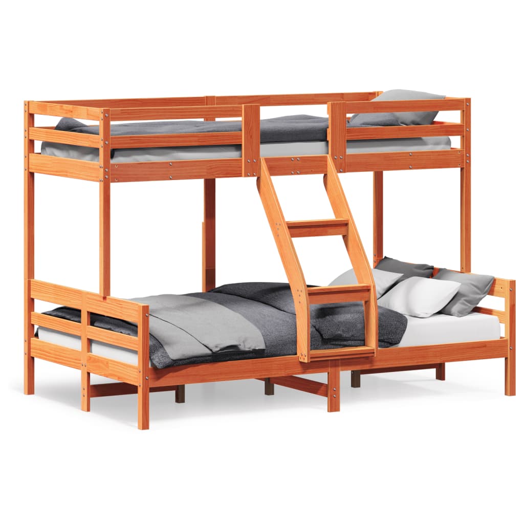 Bunk bed 90x200/120x200 cm Brown Wax Solid Pine