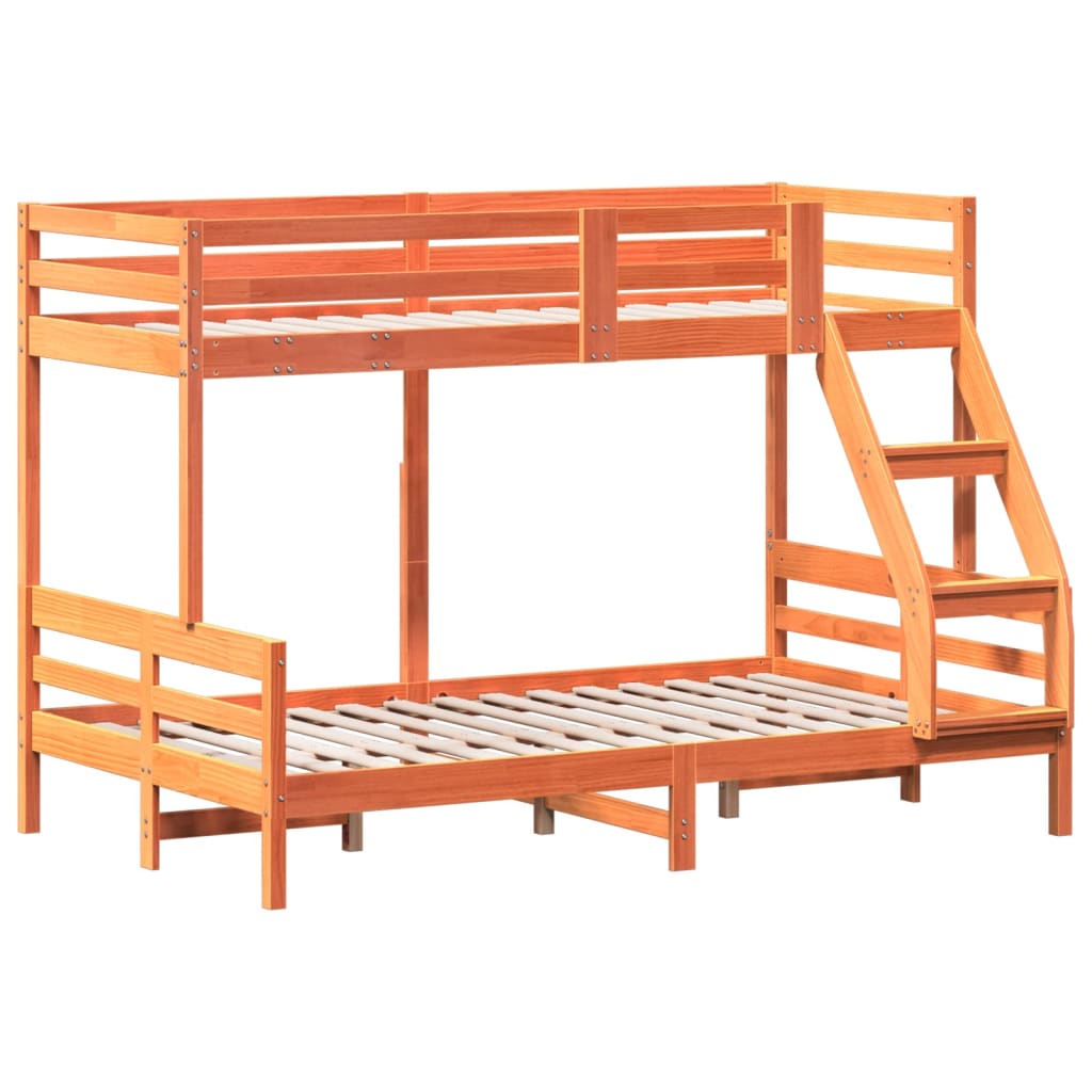 Letto a Castello 80x200/120x200 cm Marrone Cera Massello Pino | homemem39